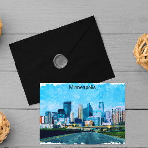 Carte Postale Minneapolis Minnesota Travel Skyline