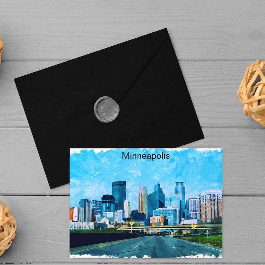 Carte Postale Minneapolis Minnesota Travel Skyline
