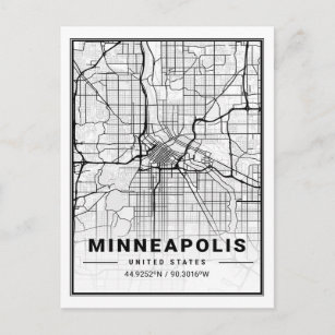 Carte Postale Minneapolis Minnesota USA Travel City Plan