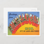 Carte Postale Minneapolis, Minnesota Vintage Big Letters (Devant / Derrière)