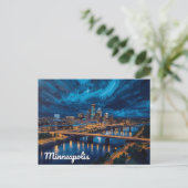 Carte Postale Minneapolis Riverfront City Art (Debout devant)
