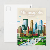 Carte Postale Minneapolis Skyline États-Unis (Devant / Derrière)