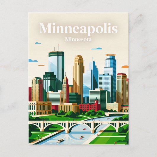 Carte Postale Minneapolis Skyline États-Unis (Devant)