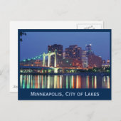 Carte Postale Minneapolis Skyline la nuit (Devant / Derrière)