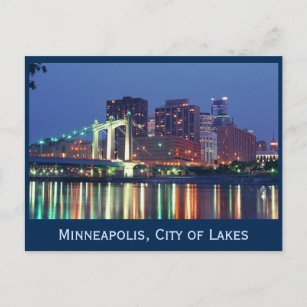 Carte Postale Minneapolis Skyline la nuit