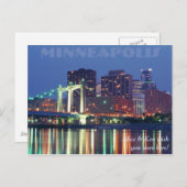 Carte Postale Minneapolis Skyline la nuit (Devant / Derrière)