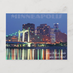 Carte Postale Minneapolis Skyline la nuit
