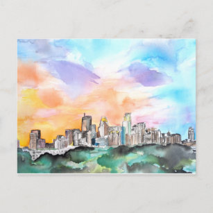 Carte Postale Minneapolis Skyline sur Sunset Postcard