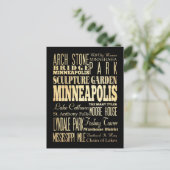 Carte Postale Minneapolis Ville du Minnesota Typographie d'état (Debout devant)