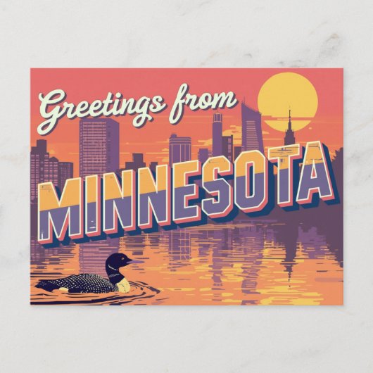 Carte Postale Minnesota Loon and City Skyline (Devant)