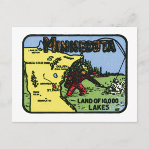 Carte Postale Minnesota MN Étiquette Vintage