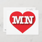 Carte Postale Minnesota Red Heart - J'aime MN (Devant / Derrière)