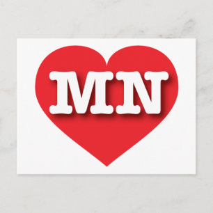 Carte Postale Minnesota Red Heart - J'aime MN