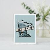 Carte Postale Minnesota Retro Voyage Design Icone États-Unis (Debout devant)