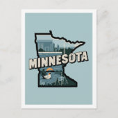 Carte Postale Minnesota Retro Voyage Design Icone États-Unis (Devant)