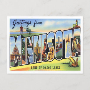 Carte postale Minnesota Vintage Big Letters
