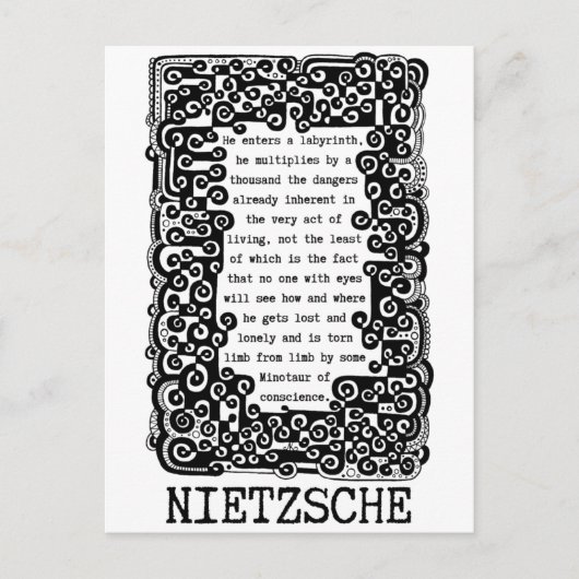Carte Postale Minotaure de conscience citation de Nietzsche (Devant)