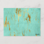 Carte Postale Mint et or Faux Foil Marbre Détails du Motif (Dos)