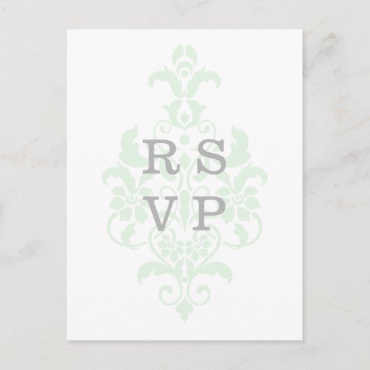Carte Postale Mint Green Subtil Mariage damassé RS (Devant)