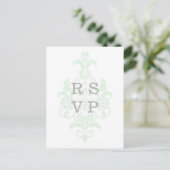 Carte Postale Mint Green Subtil Mariage damassé RS (Debout devant)