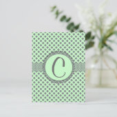 Carte Postale Mint Green with Grey Polka Dots-monogram (Debout devant)