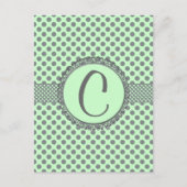 Carte Postale Mint Green with Grey Polka Dots-monogram (Devant)