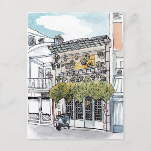 Carte Postale Minuscule Maison Saigon Vietnam Illustration