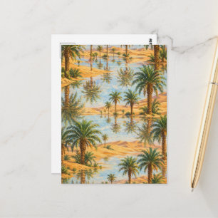 Carte Postale Mirage Palmier Oasis du désert