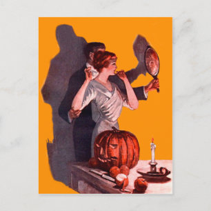Carte Postale Miroir de couple Art Déco Citrouille Jack O Lanter