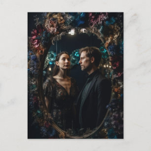 Carte postale miroir florale homme et femme