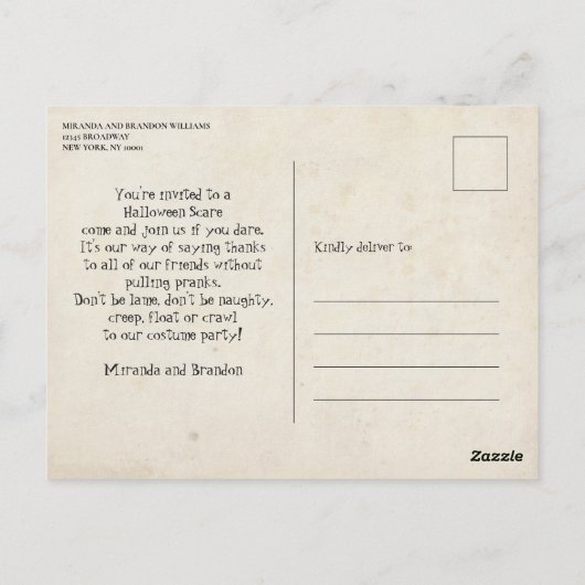 Carte Postale Miroir gothique Skeletons Éffrayants Halloween Inv (Dos)