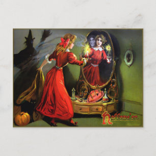 Carte postale miroir Halloween Déplaisant vintage