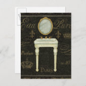Carte Postale Miroir vintage et évier (Devant / Derrière)