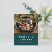 Carte Postale Mise à jour du mariage modifier la date photo vert (Debout devant)