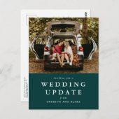Carte Postale Mise à jour du mariage modifier la date photo vert (Devant / Derrière)