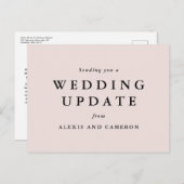 Carte Postale Mise à jour du mariage modifier la date rose pâle (Devant / Derrière)