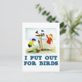 Carte Postale Mise en vente pour oiseaux (enfants) (Debout devant)