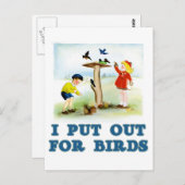 Carte Postale Mise en vente pour oiseaux (enfants) (Devant / Derrière)