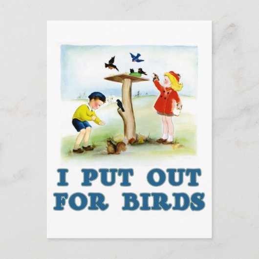 Carte Postale Mise en vente pour oiseaux (enfants) (Devant)