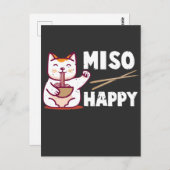 Carte Postale Miso Happy Amoureux des chats japonais Ramen Pun (Devant / Derrière)