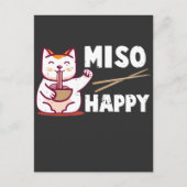 Carte Postale Miso Happy Amoureux des chats japonais Ramen Pun (Devant)