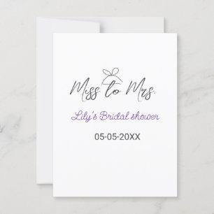 Carte Postale Miss à Mme cadeau de douche nuptiale ajouter nom d