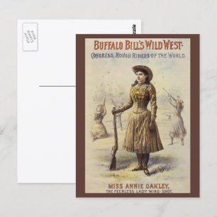 Carte Postale Miss Annie Oakley vintage, cowgirl western