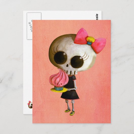 Carte Postale Miss Mort avec Cupcake (Devant / Derrière)
