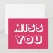 Carte Postale Miss You, cerise blanche moderne audacieuse (Devant / Derrière)