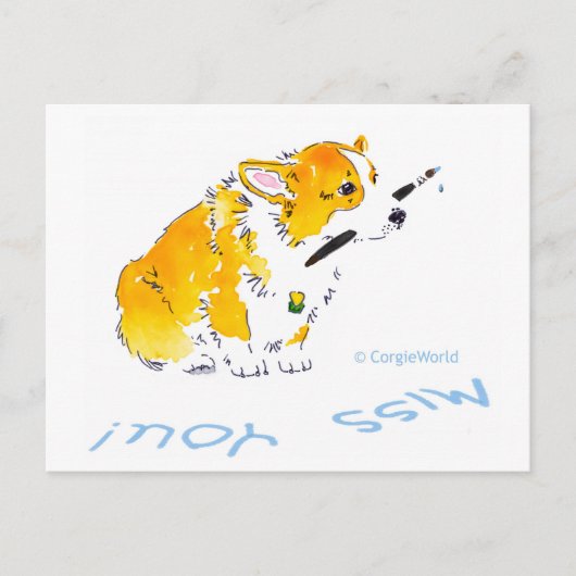 Carte postale Miss You Corgi (Devant)