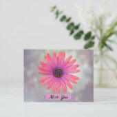 Carte Postale Miss You Joli Métal Fleur De Fleur De Faisée (Debout devant)