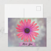 Carte Postale Miss You Joli Métal Fleur De Fleur De Faisée (Devant / Derrière)
