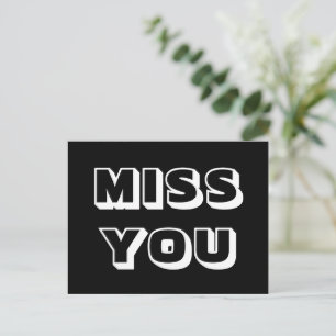 Carte Postale Miss You, noir blanc moderne audacieux