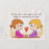 Carte postale Miss You Soeur Cute (Devant / Derrière)